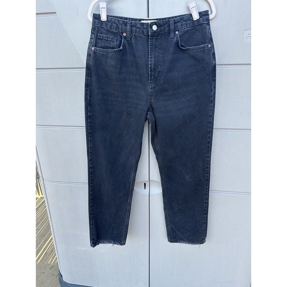 We the Free Lucia Ankle Crop Black Jeans Straight High Rise Button Fly Sz 31 - Picture 3 of 12